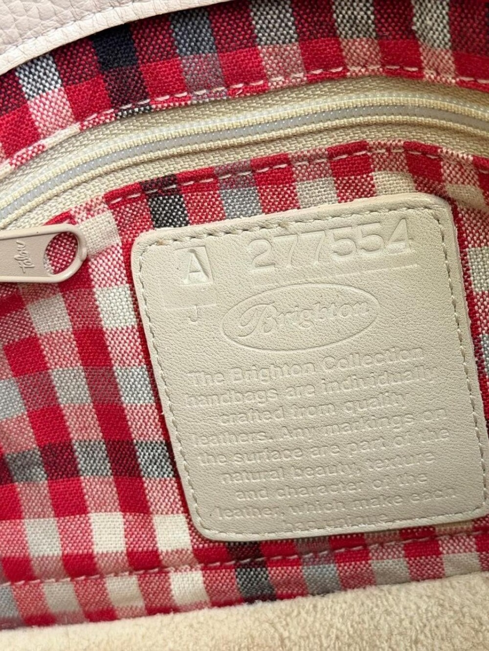 Vintage Brighton Cream & Red Croc Pebbled Leather Shoulder Bag Silver Hardware - Picture 5 of 8